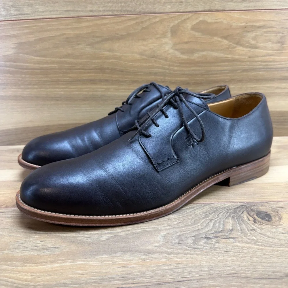 Brooks Brothers Oxfords‎ Mens 12 Brown Leather Pain Toe Dress Shoes Italy